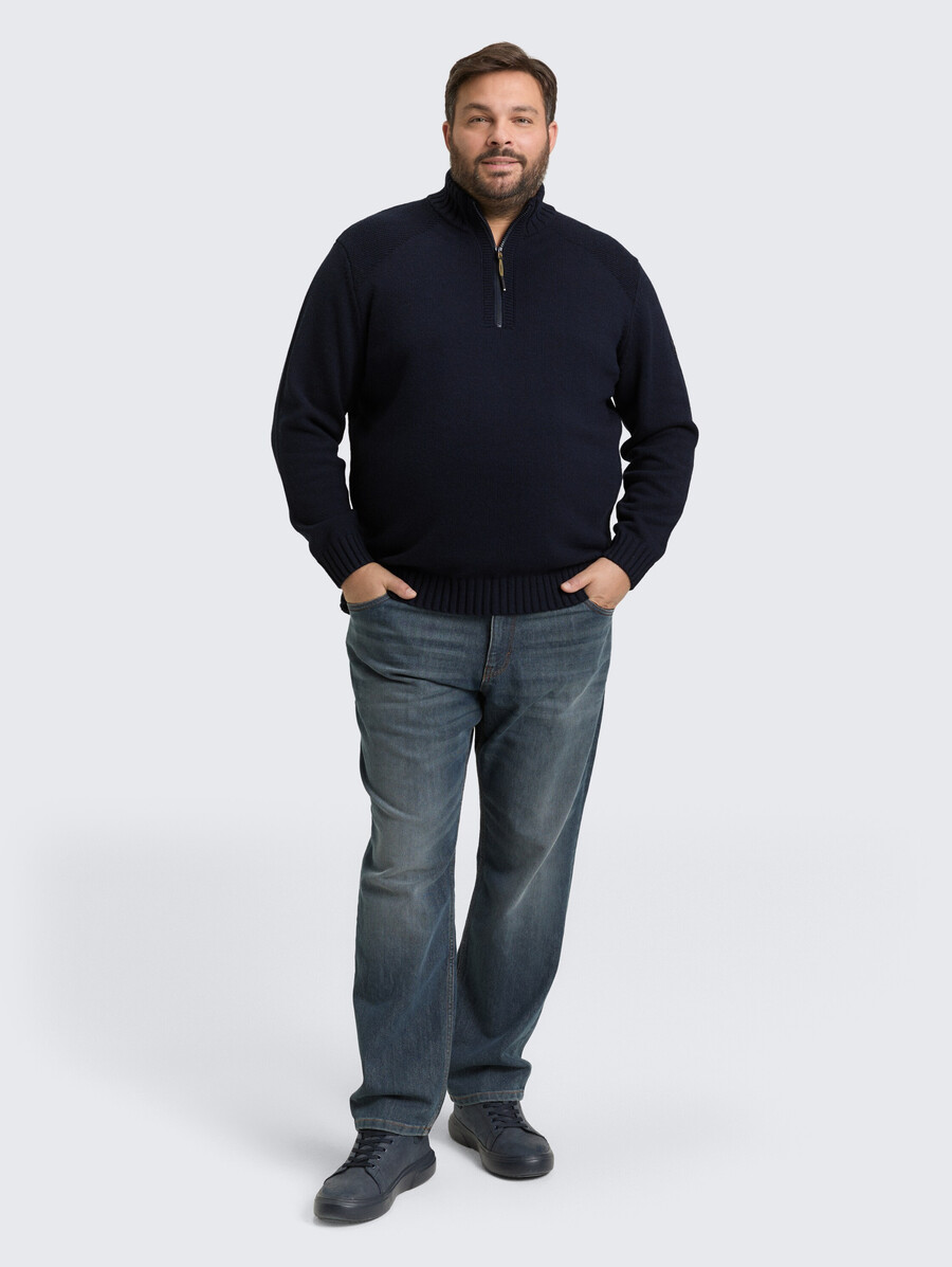 plus size – troyer strickpullover mit rippstrickdetails