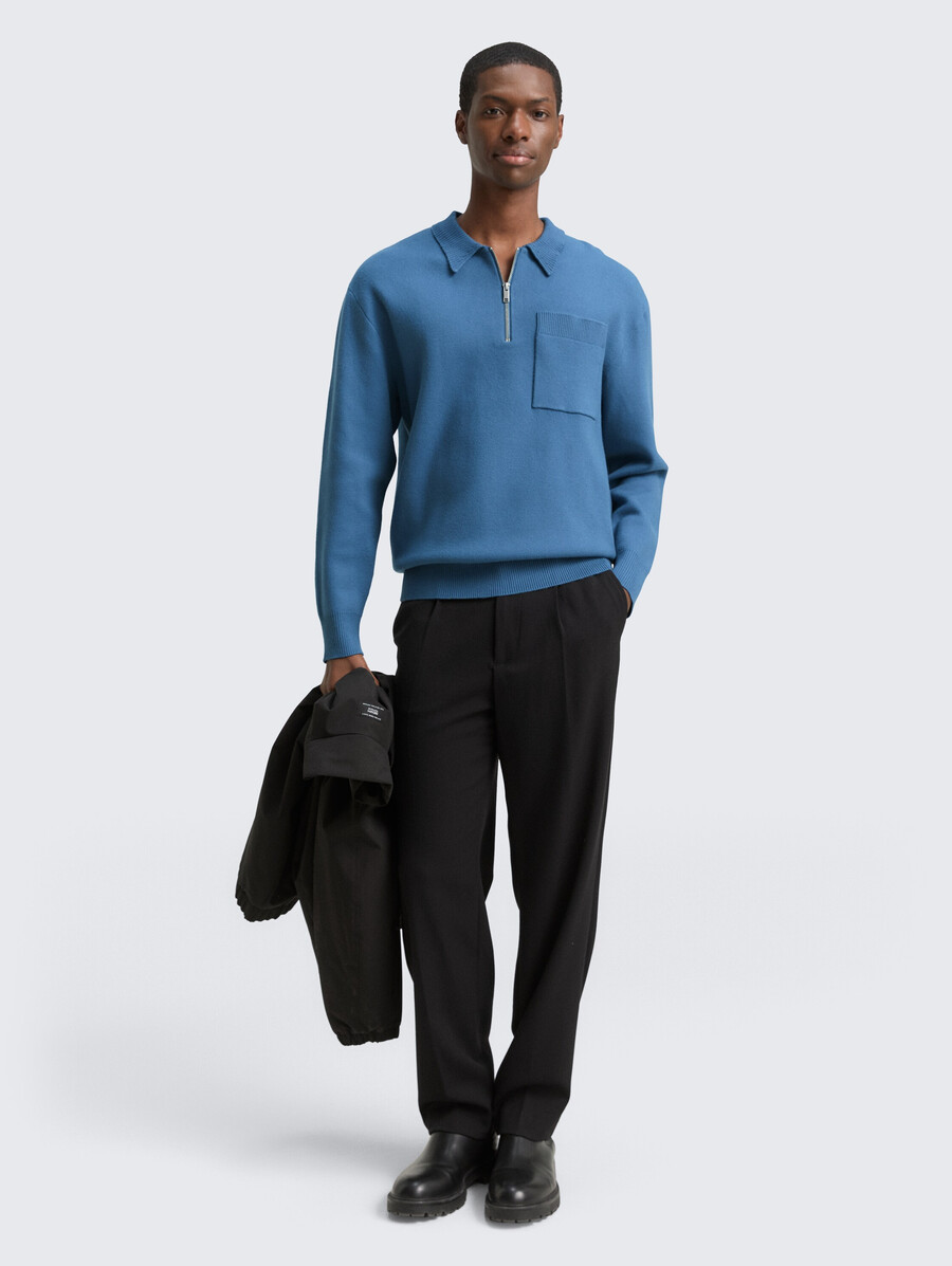 lässiger strickpullover mit polokragen