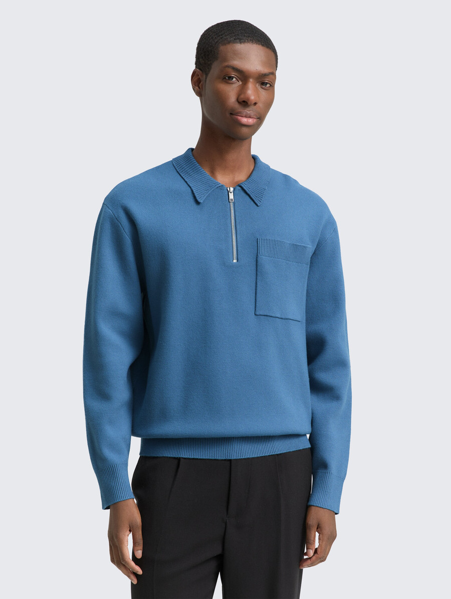 lässiger strickpullover mit polokragen