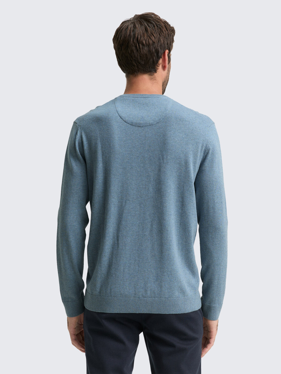 strickpullover aus baumwolle mit v-ausschnitt