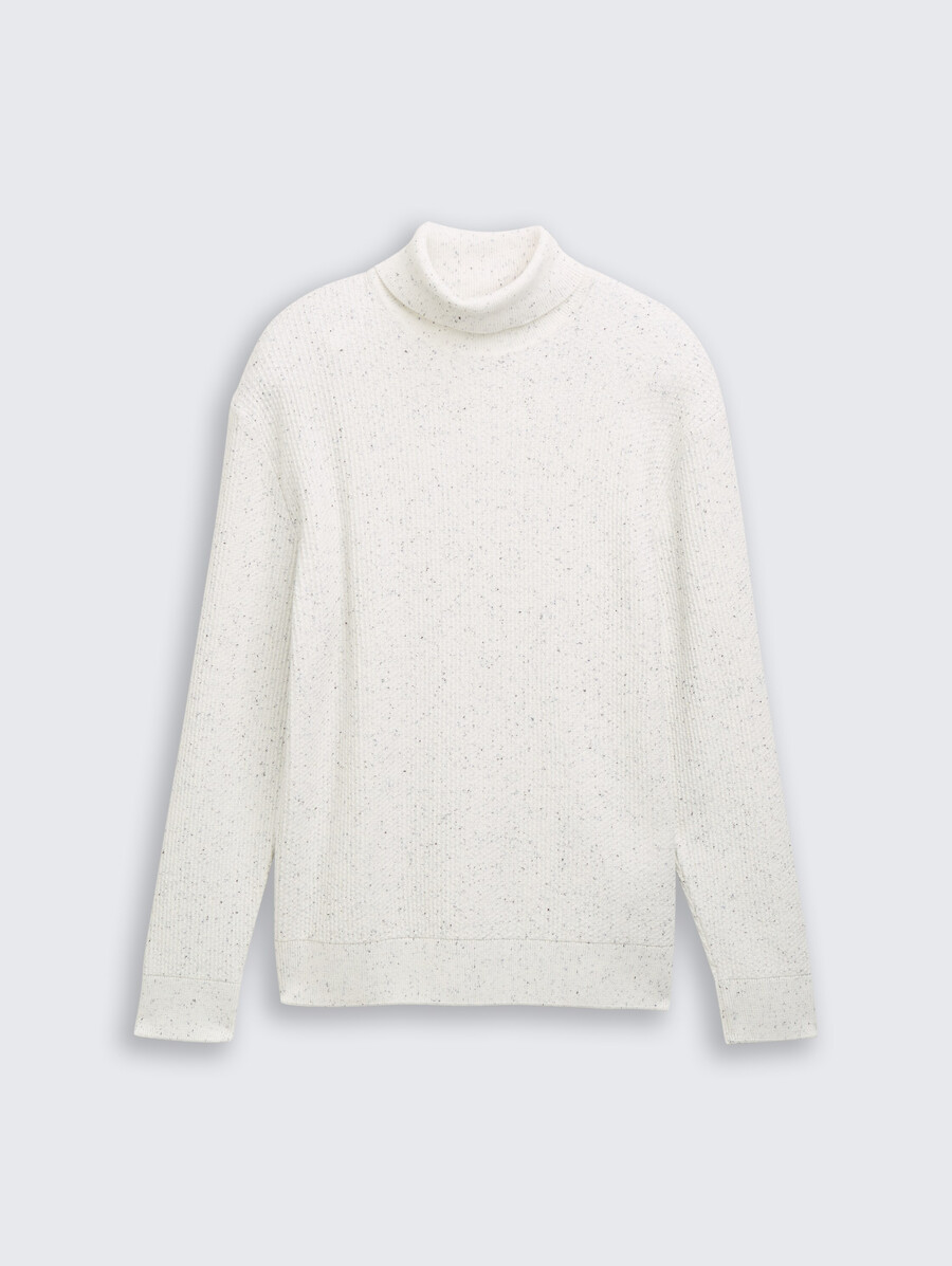 rollkragenpullover aus noppengarn