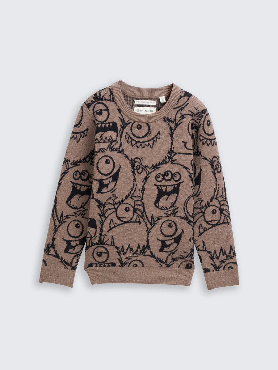 strickpullover mit allover-print