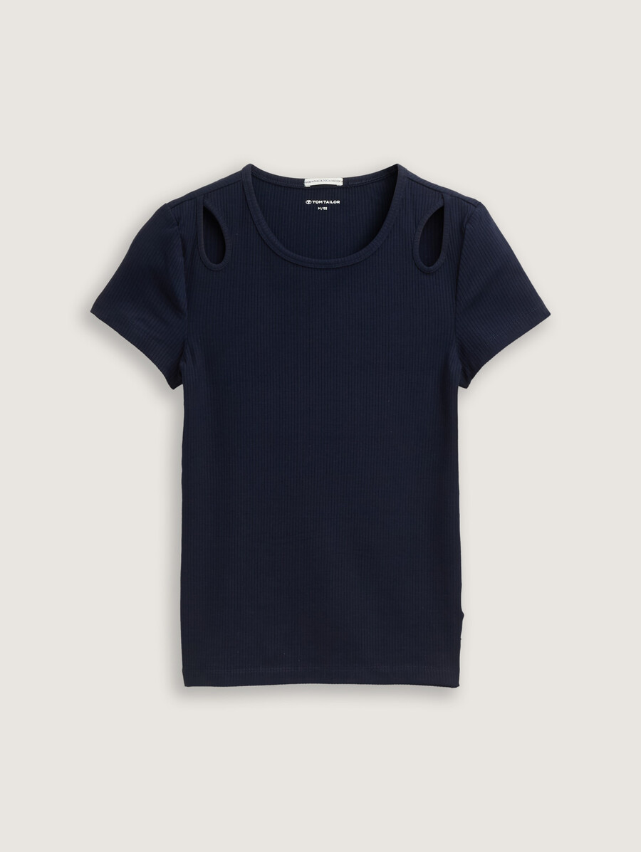 geripptes t-shirt mit ausschnitten