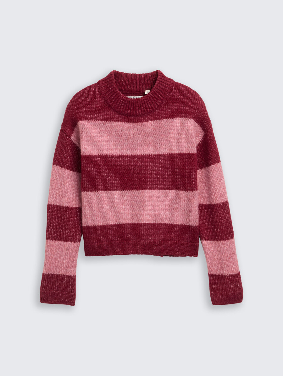 kurzer strickpullover mit farbblockmuster