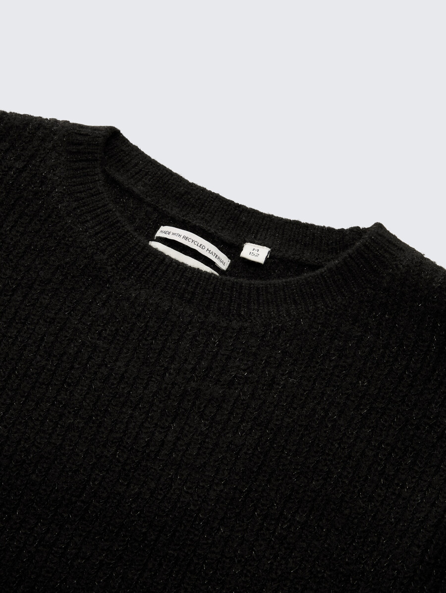 kurzer strickpullover mit glitzereffekt