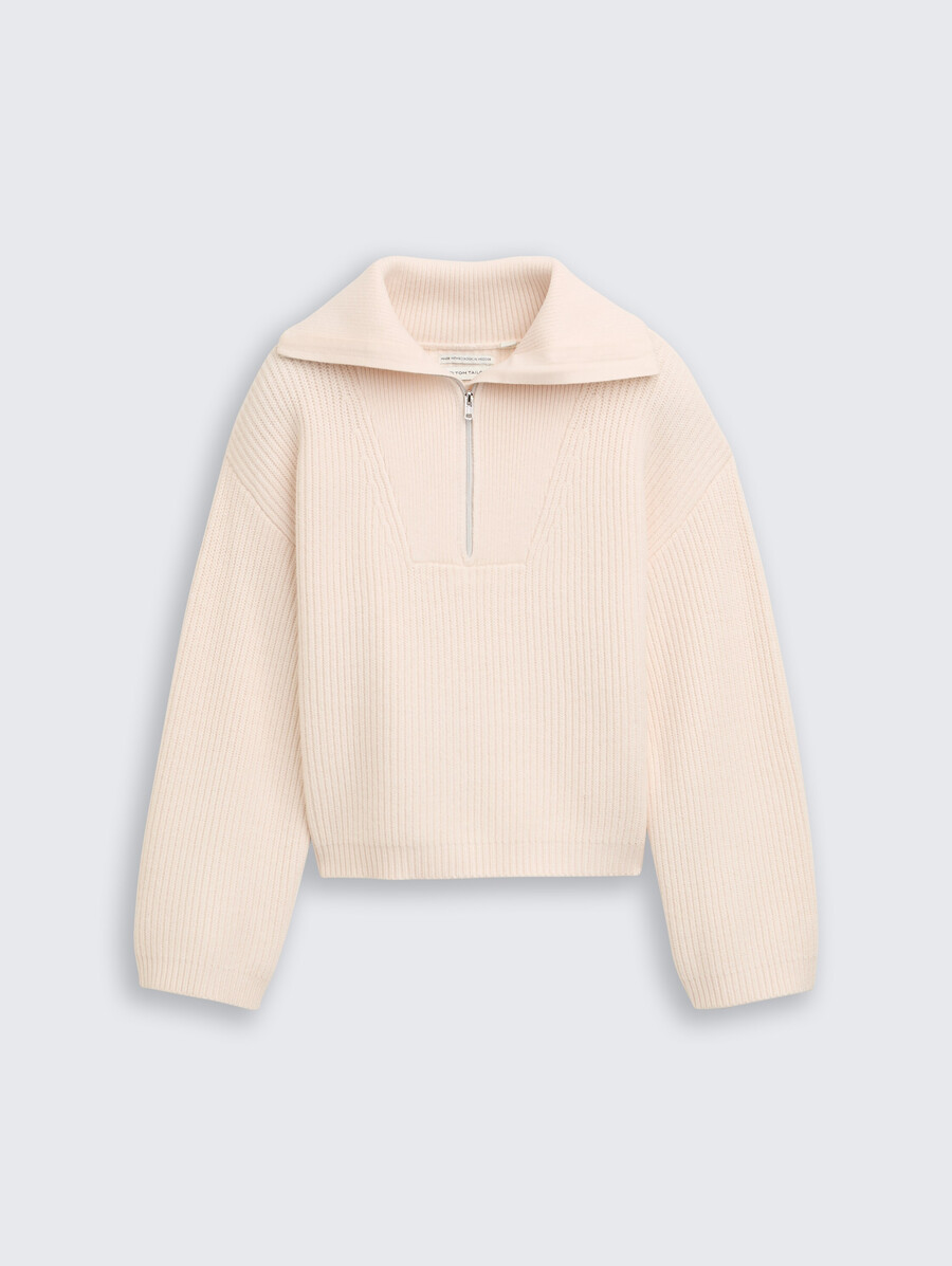 kurzer troyer-strickpullover
