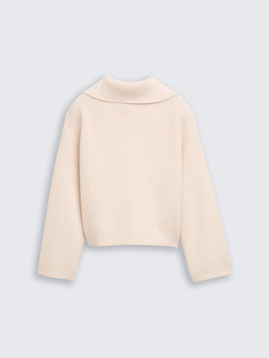 kurzer troyer-strickpullover