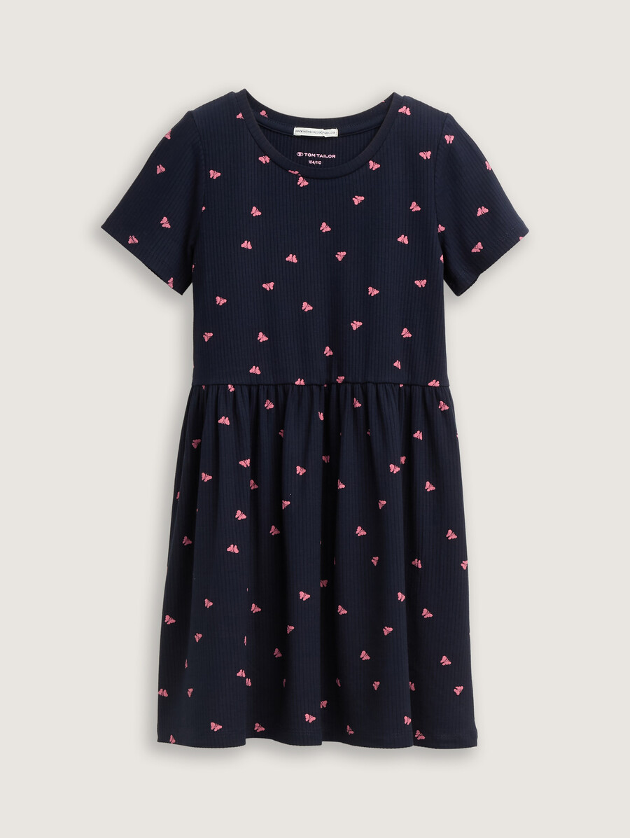minikleid mit rippstruktur und allover-print