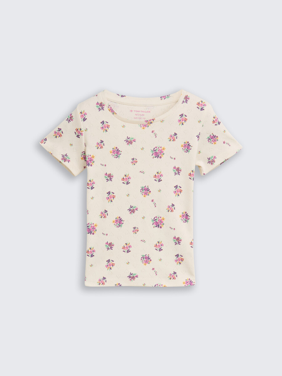 ajour t-shirt mit blumenmuster